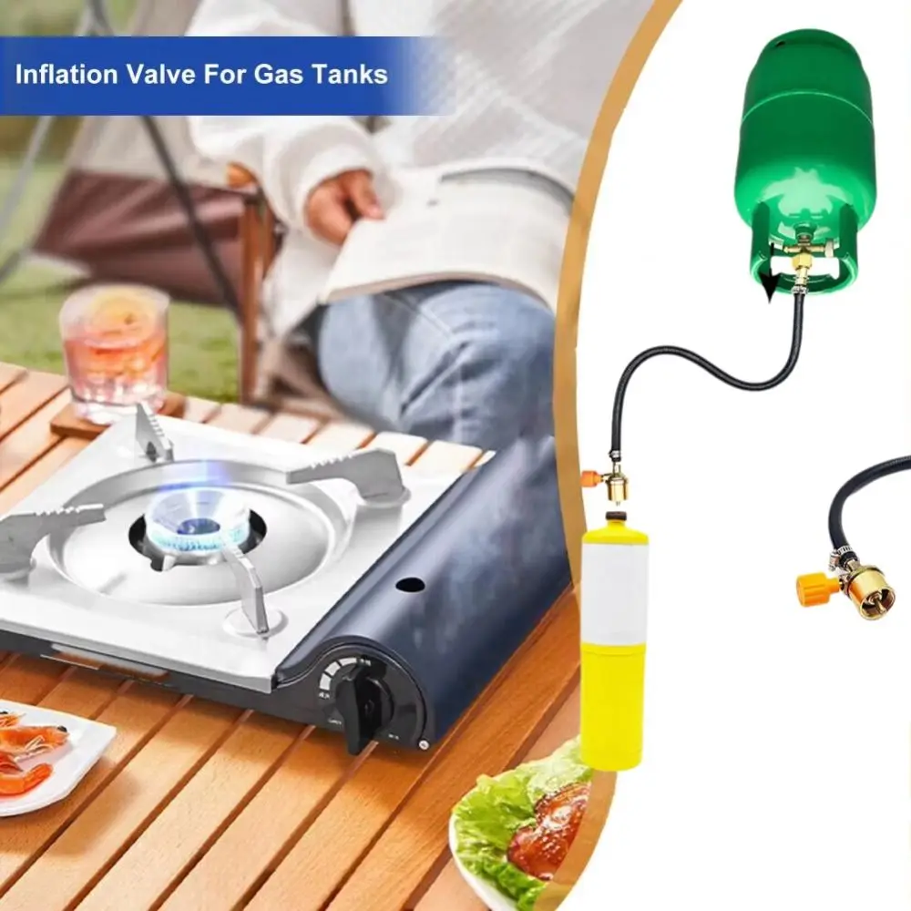 

Взрывозащищенный адаптер для заправки газа, многофункциональный резиновый клапан, плетеный шланг, адаптер для заправки, портативный газовый адаптер для пикника