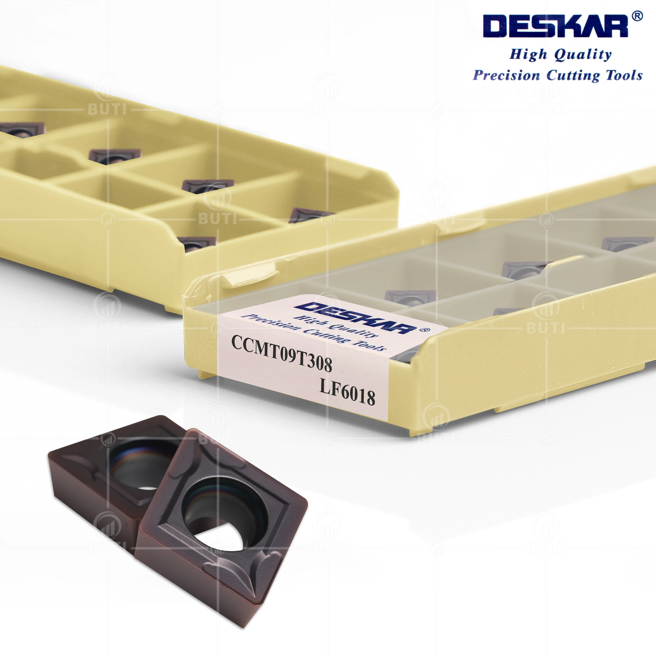 Imagem -02 - Deskar-cnc Carbide Insere Torno Cortador de Corte Ferramentas de Torneamento Ccmt060204 Ccmt09t304 Ccmt120404 Lf6118 Lf6018 100 Original