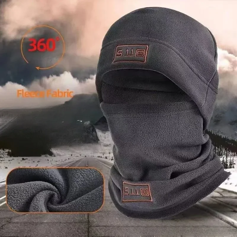 Tactical Fleece Hat Scarf Set Thermal Head Cover Winter Warm Balaclava Face Mask Outdoor Sports Cycling Bonnet Neck Protector