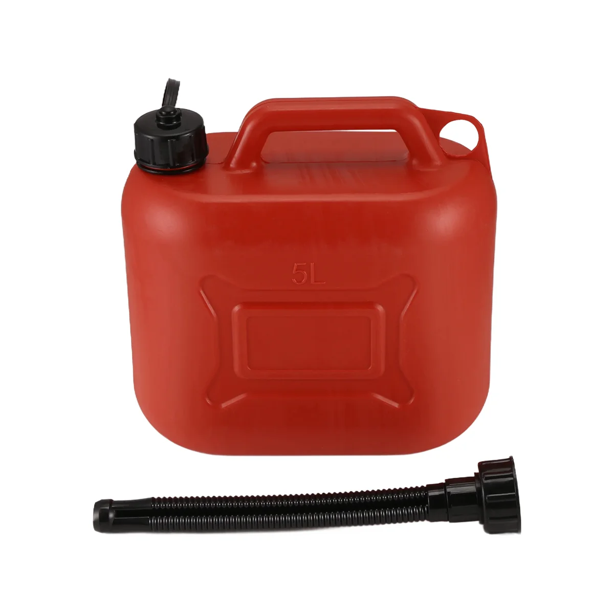 5L Car Fuel Tank Can Spare Plastic Petrol Gas Container Anti-Static Fuel Carrier with Pipe for Car Travel