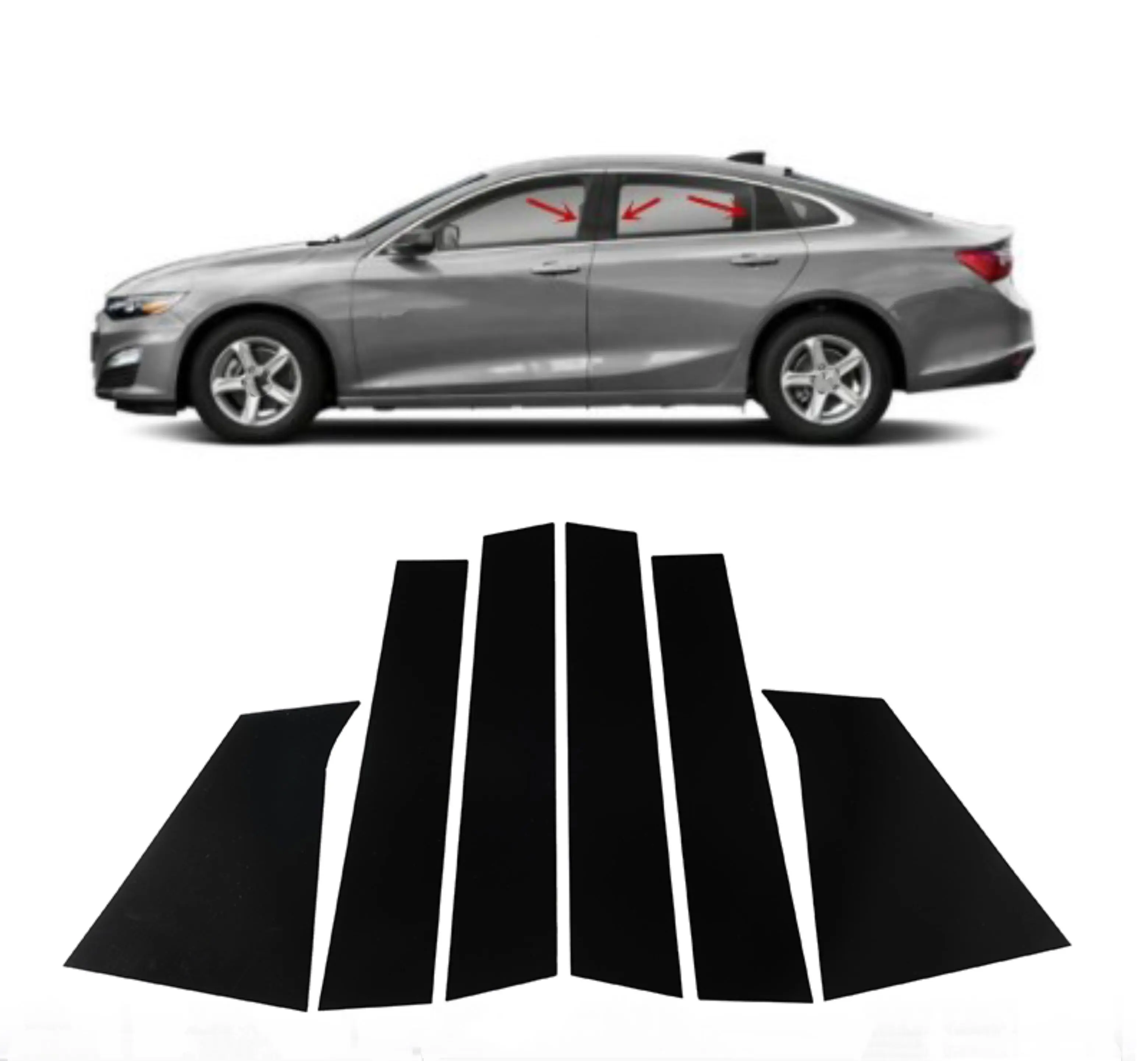 

6Pcs Car Window Pillar Posts Door Trims Cover Decoration Sticker for Chevrolet Malibu 2016 2017 2018 2019 2020 2021 Glossy Black