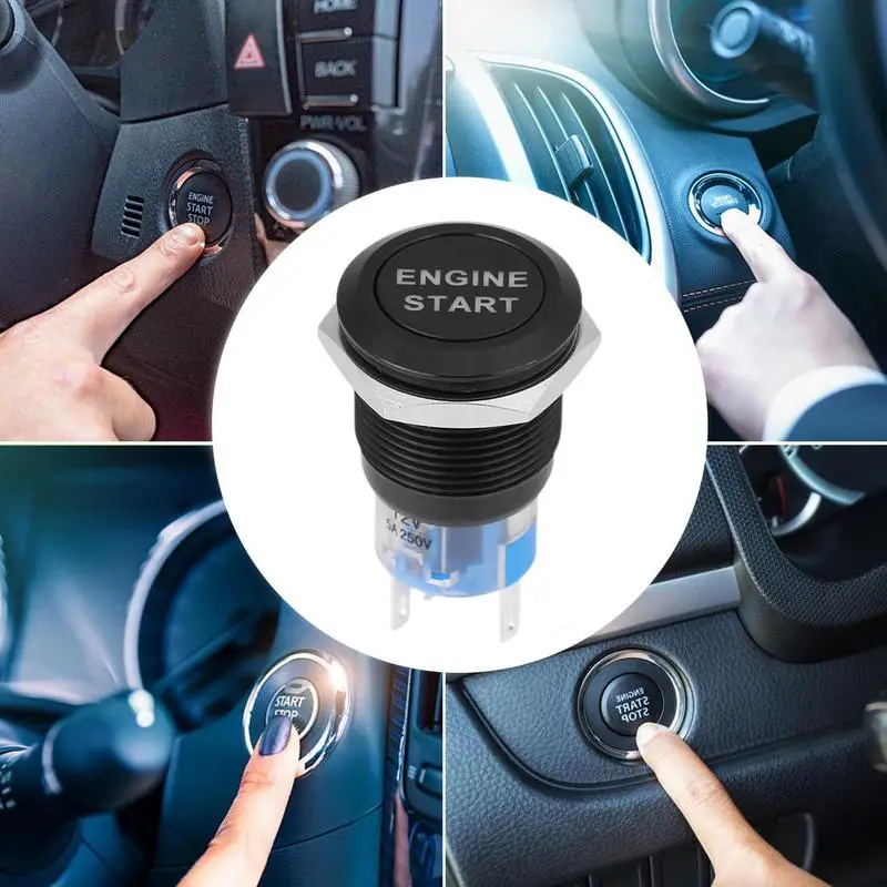 Push Start Button Metal Button Start Push Auto Engine Accessories DIY Car Decoration Automotive Start Stop Button with LED