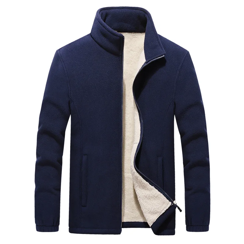 Autumn Winter Men's M-9XL Plus Size Lamb Fleece Casual Sweatshirts Thick Fleece Warm Coat Outdoor Cardigan Sports Jackets