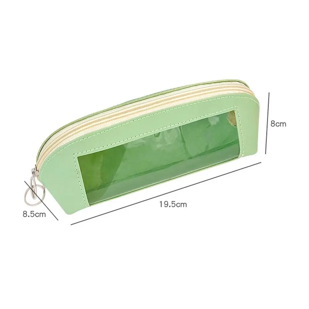 Cute Transparent Pencil Bags Simple Large Capacity Triangle Pencil Case Waterproof Multifunction Stationery Storage Box Office