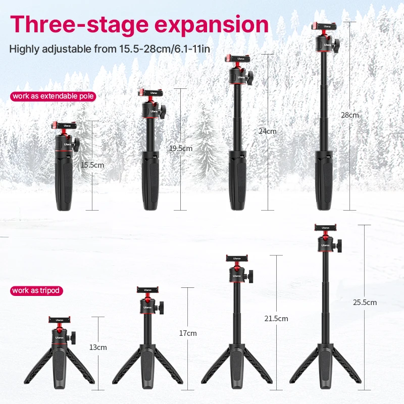 Ulanzi MT-50 Extendable Magnetic Tripod for OSMO Action 3 4 Quick Release Handle Monopod DJI OSMO Action 3 Accessories