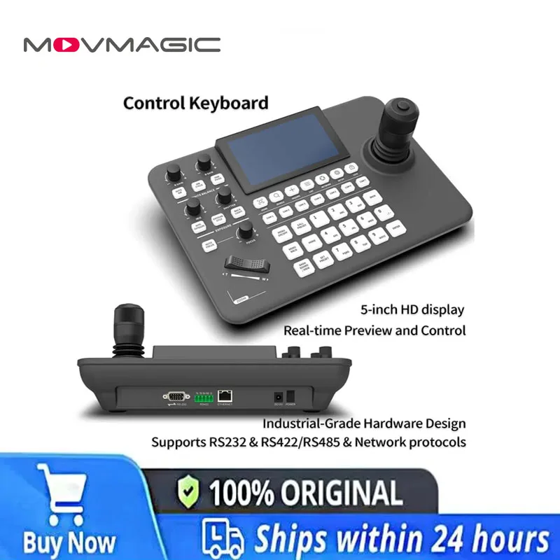 

Контроллер PTZ MOVMAGIC S5 с 5-дюймовым экраном для просмотра в реальном времени, PoE 802.3af/at/bt, мультипротокольный, Onvif, Visca для камер и прямых трансляций конференций