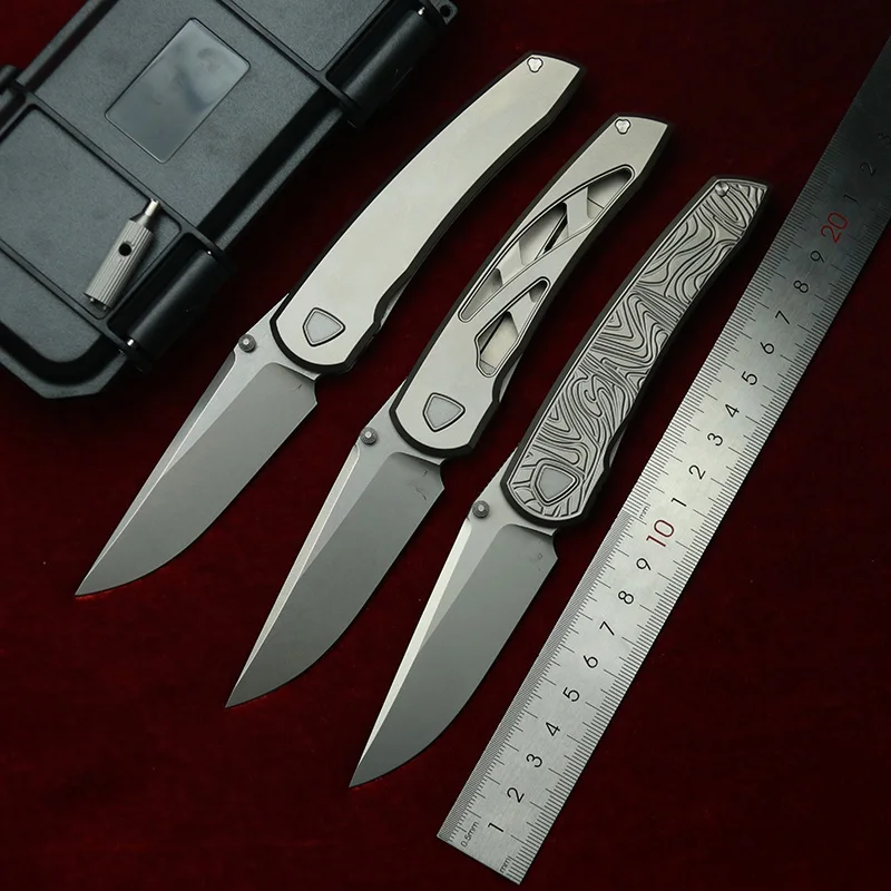 LEMIFSHE Waka cuchillo plegable EDC mango titanio para camping - imagen 2