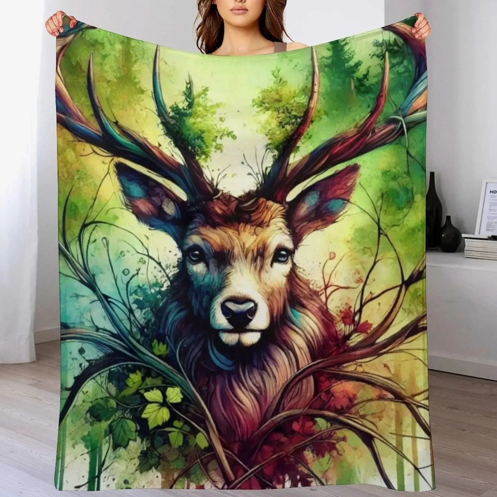 

Forest King: The Stag Throw Blanket Sleeping Bag Camping manga Comforter Blankets