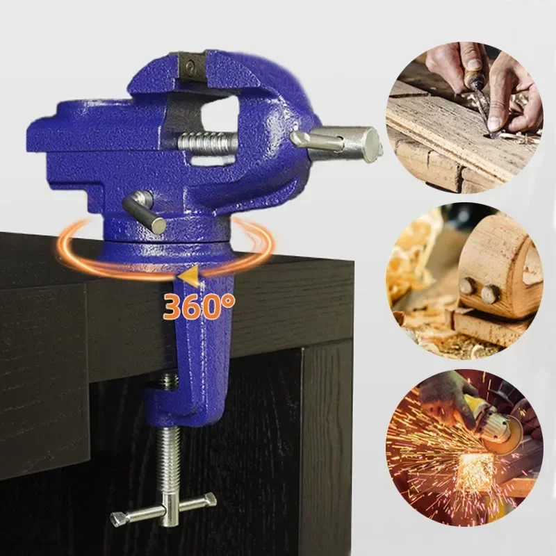 360° Universal Table Vise Tilts Cast Iron Multifunctional Jewelers Work Table Clamp for Workbench/Home/Drilling/Woodworking Tool