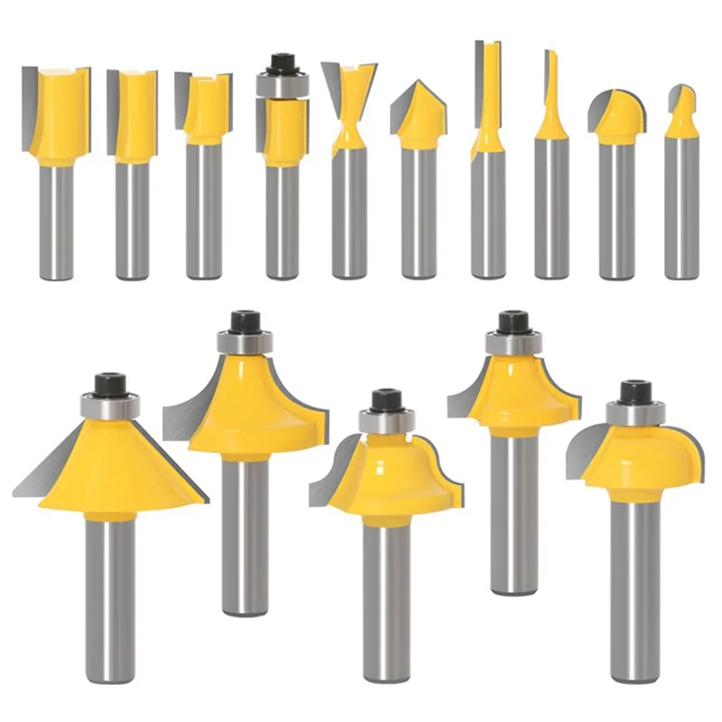 

AUAU-15Pcs 6.35Mm Router Bit Trimming Straight Milling Cutter Wood Bits Kit Carbide Cutting Woodworking Trimming