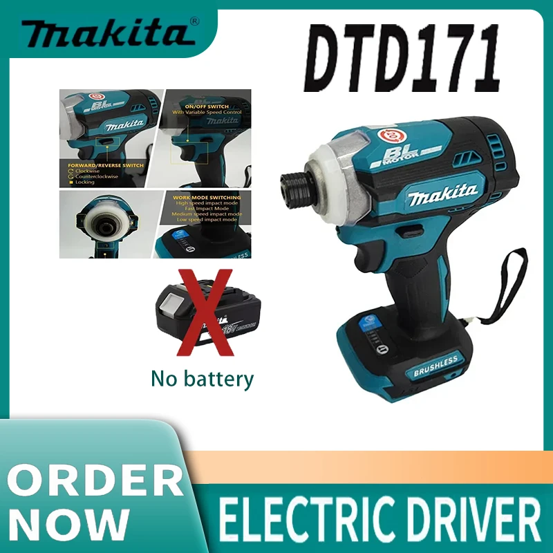 

Makita DTD171 18V Brushless Impact Driver Rechargeable Screwdriver Drills Cordless Power Tools