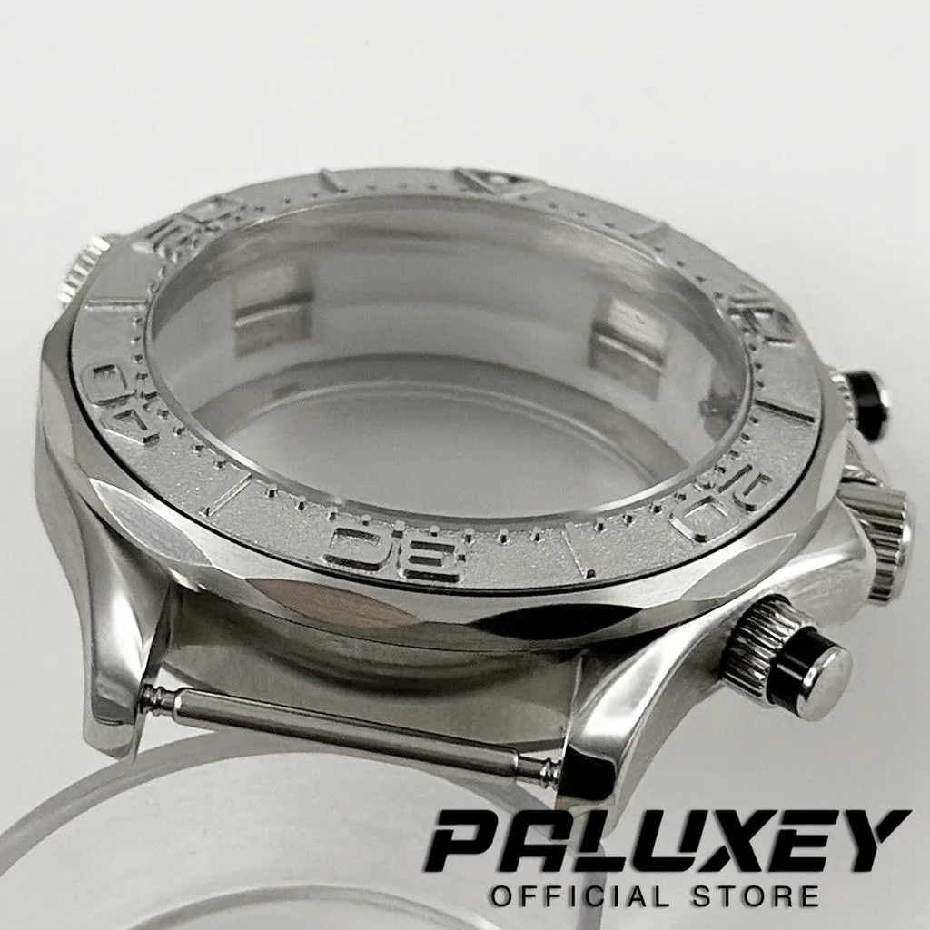 Seamaster 300 caixa de relógio vk63 41mm multi-funcional quartzo cronógrafo caixa de relógio vidro safira apto para movimento vk63 vk64