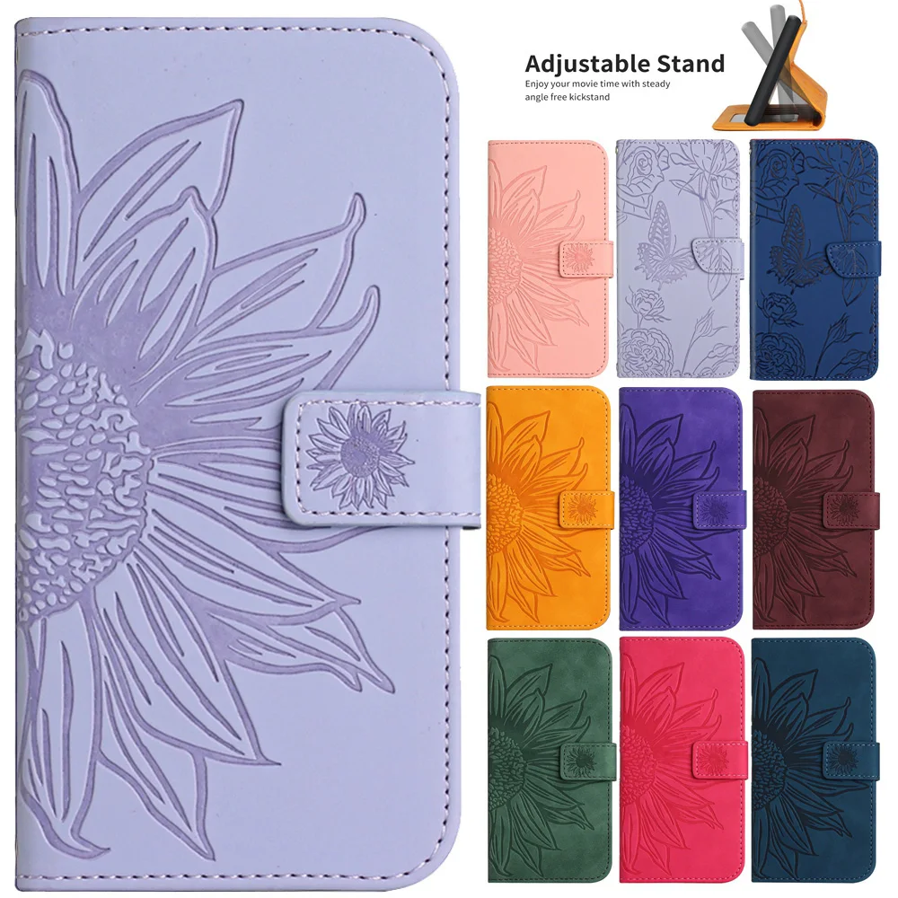 Funda Deluxe Sunflower Phone Leather Case For Samsung Galaxy Wide5 Wide6 Wide4 Jump Jump2 A Quantum 3 Buddy 2 Wallet Cover Coque