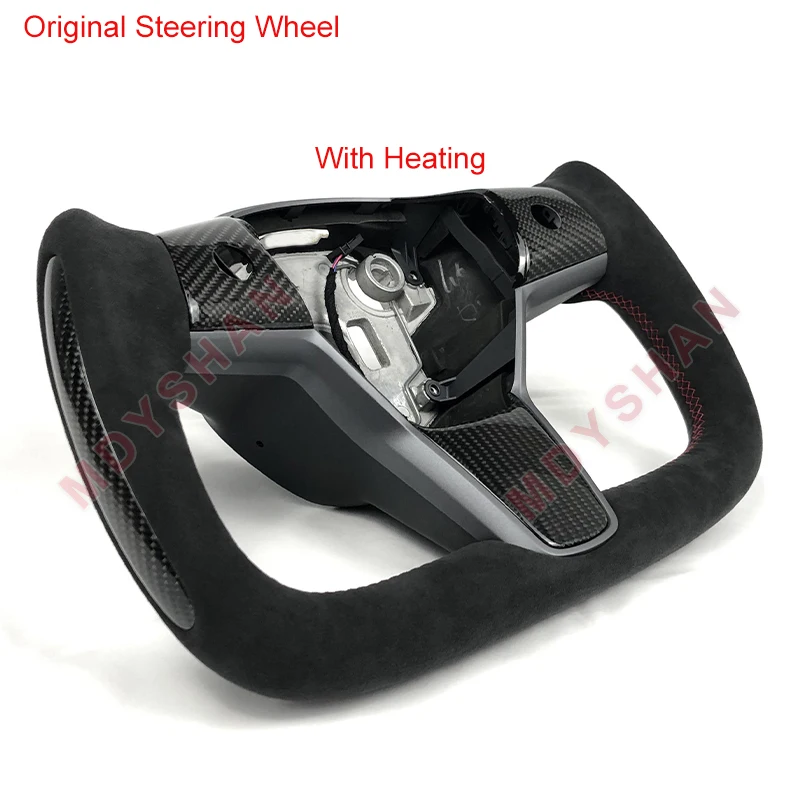 Glossy Carbon Fiber Steering Wheel for Tesla Model 3 Model Y 2016 2017 2018 2019 2020 2021 2022 2023 2024 Custom Style Wheel