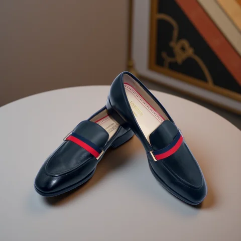 LOUBUTEN Luxury Fashion Italian Black Genuine Leather Loafers Handmade Men Dress Shoes Slip On Party Wedding Shoes