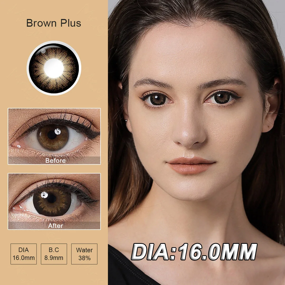 Miopia lentes de contato para olhos com dioptrias, cor preta, tamanho 16.0mm, (0 ~-8)