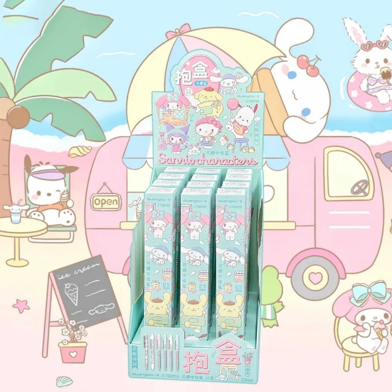 

12/24 шт. Kawaii Sanrio Kuromi Melody Cinnamoroll стираемая гелевая ручка милые 0,5 мм синие чернила нейтральные ручки офисные школьные принадлежности