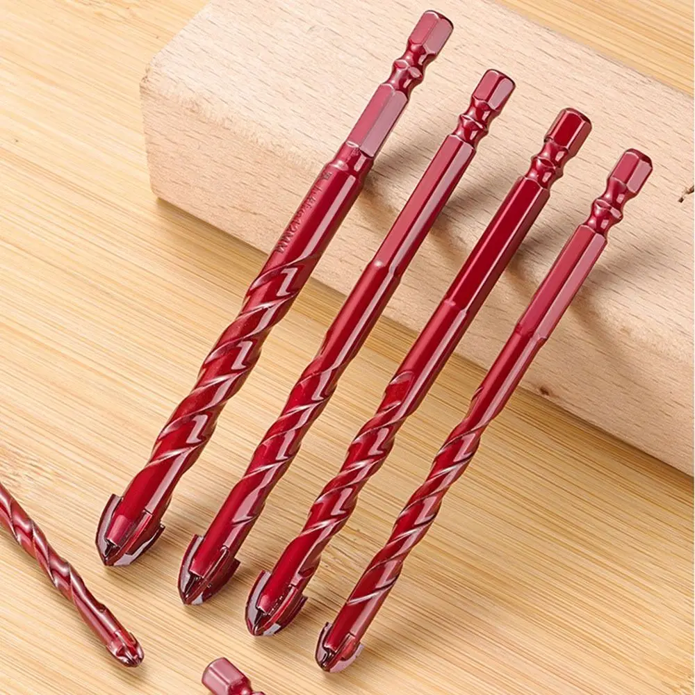 5pcs Multifunctional 5/6/8/10/12 mm Cross Hex Drill Bit Carbide Double Helix Tile Drill Bit Four Edge Hex Ceramic Bit Rock Slab