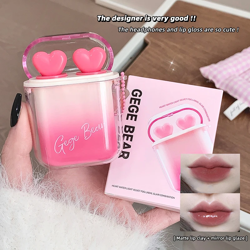 Bluetooth Heartwarming Aqua Velvet Mist Lip Glaze Combo Matte Mirror Highly Pigmented Waterproof Non-Stick Lip Color