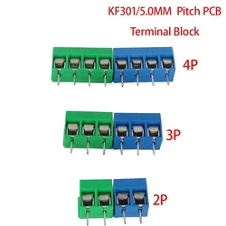 10/20/50Pcs/lot KF301-5.0-2P KF301-3P KF301-4P Pitch 5.0mm Straight Pin 2P 3P 4P Screw PCB Terminal Block Connector Blue Green