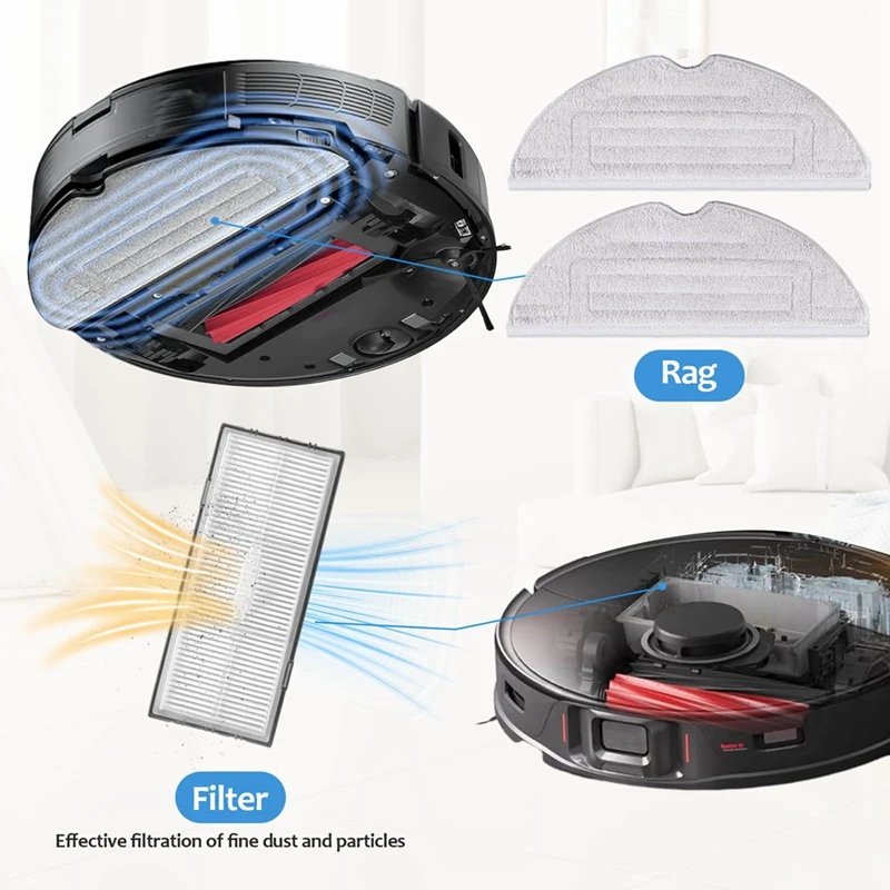 Vacuum Robot Spare Parts Kit, escova do rolo principal, escovas laterais, filtro, toalhetes Mop, acessório para Roborock S8 Pro Ultra