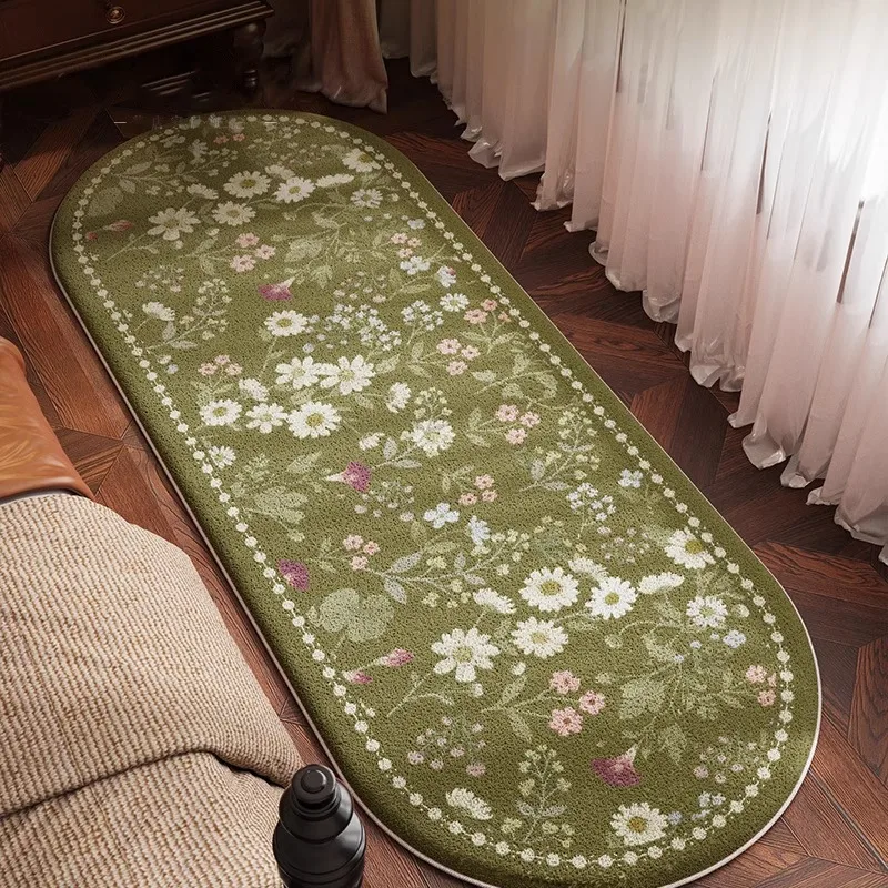 

Retro Oval Living Room Carpet Floral Pattern Classic Creative Art Bedroom Runner Rug Home Decoration Sofa Coffee Table Mat Tapis