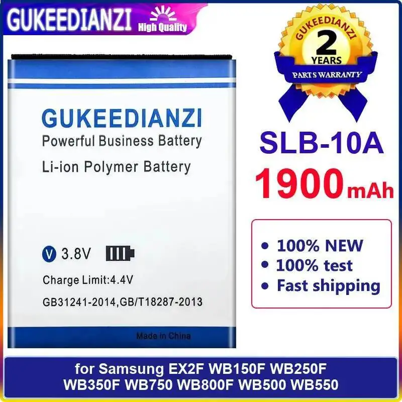 

Аккумулятор для камеры Slb-10A с быстрой зарядкой для Samsung EX2F WB150F WB250F WB350F WB750 WB800F WB500 WB550 1900 мАч