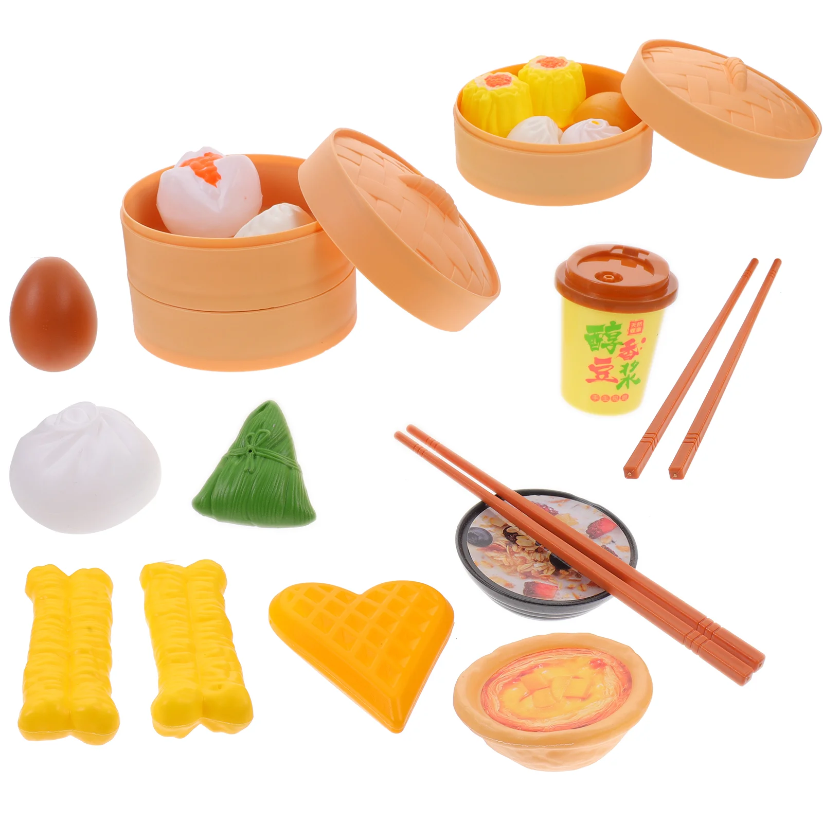 58 Pcs Toy Kitchen Toys Accessories Pretend Role Play Chinese Breakfast Cooking Colorful Children's