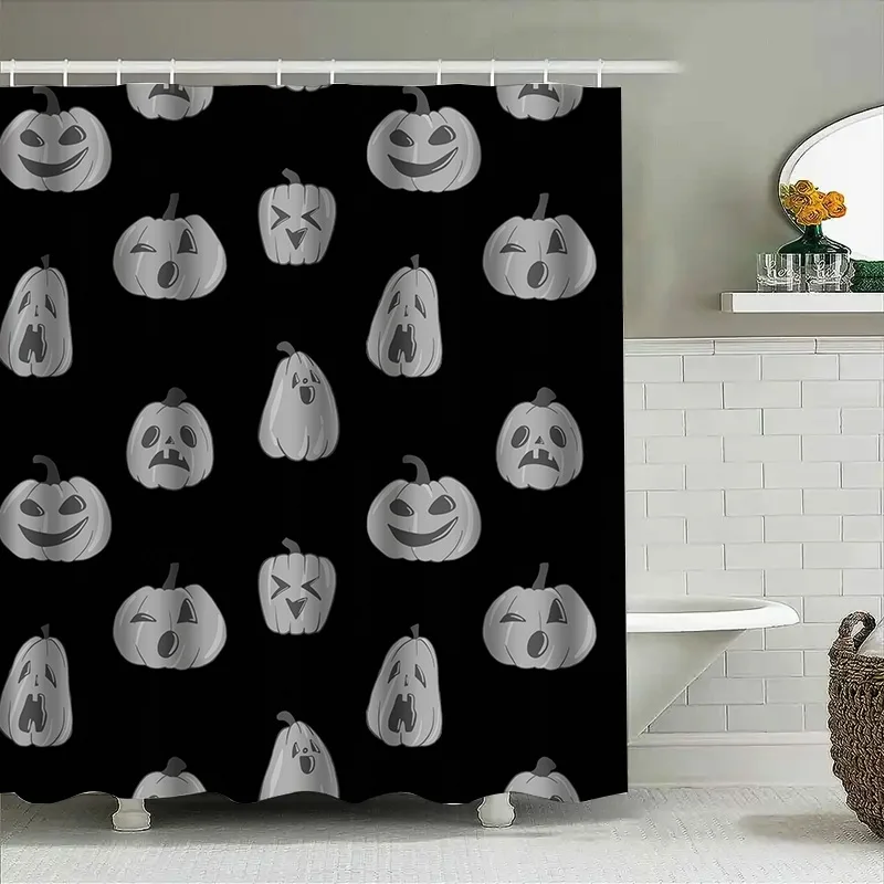 

1PCHalloween Pumpkin Pattern Shower Curtain Cute Spooky Fall Decor for Bathroom Kids Baby Room