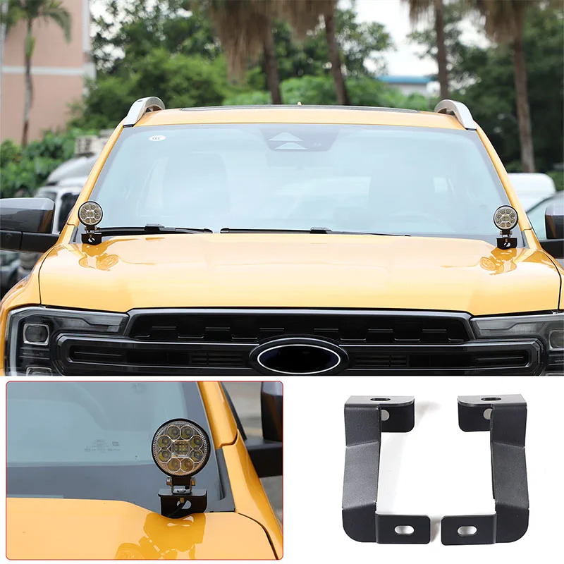 For Ford Ranger T9 2023 2024 2025 2026 Carbon Steel Front Spotlight Mount Bracket Off-Road Light Holder Car Exterior Accessories