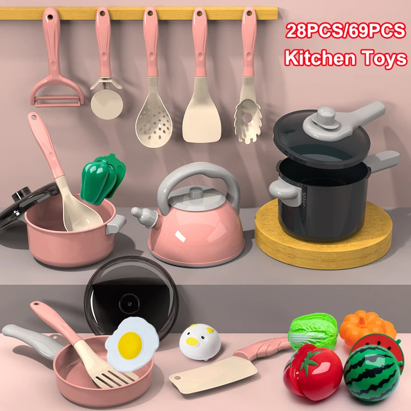 Simulated Kitchen Toy Set for Cutting Fruits Vegetables Food Toys with Cooking Tools Children's Role-playing Educational Toys