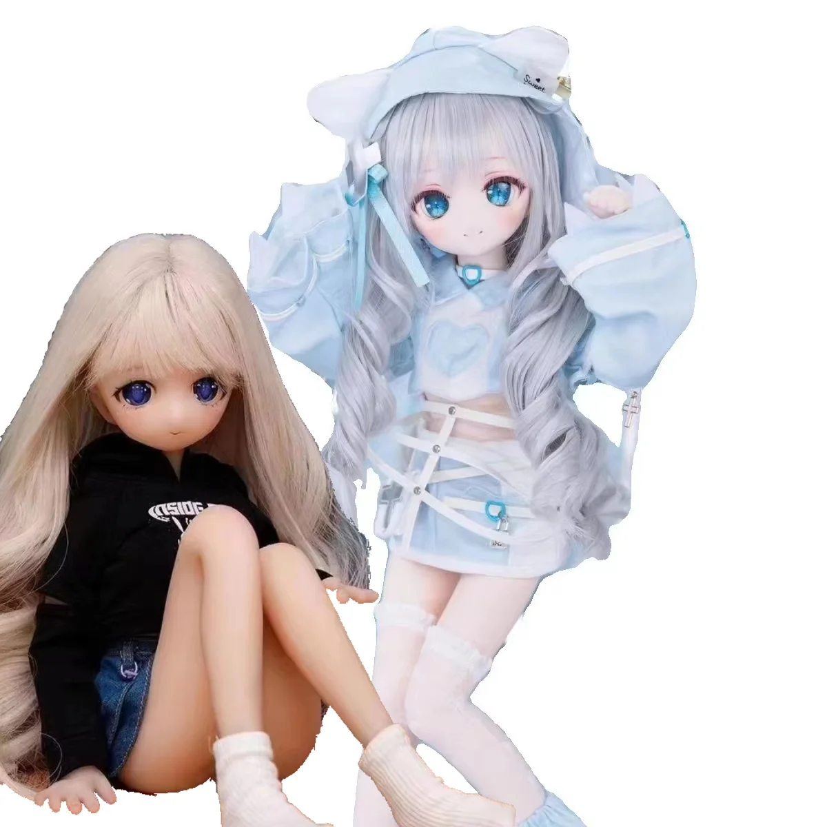 BJD دمية عارية Tpe لينة سيليكون دمية الإنسان 40 سنتيمتر الشعر الفضي الأزرق عيون جذابة دمية الفتيات هدية عيد ميلاد لعبة