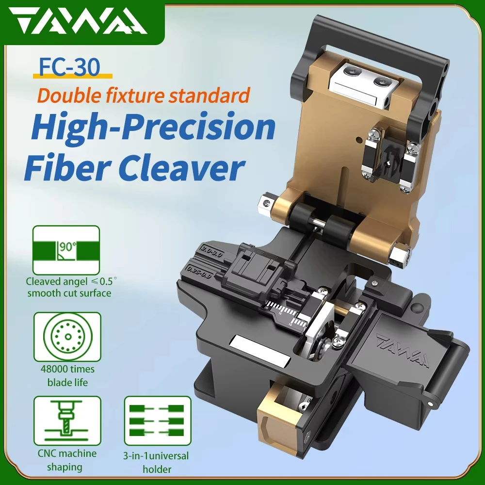 TAWAA FC-30 Snijmachine Optische vezelmes Dubbele armatuur Standaard Minder dan 0,5 graden (levensduur 48000 keer mes)