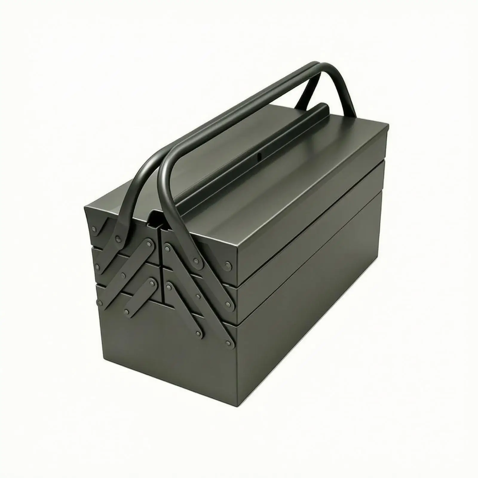 Durable Steel Folding Tool Chest with Handle 3 Stage Compartment Storage Box for Mechanics Heavy Duty Workshop Tool Organizer