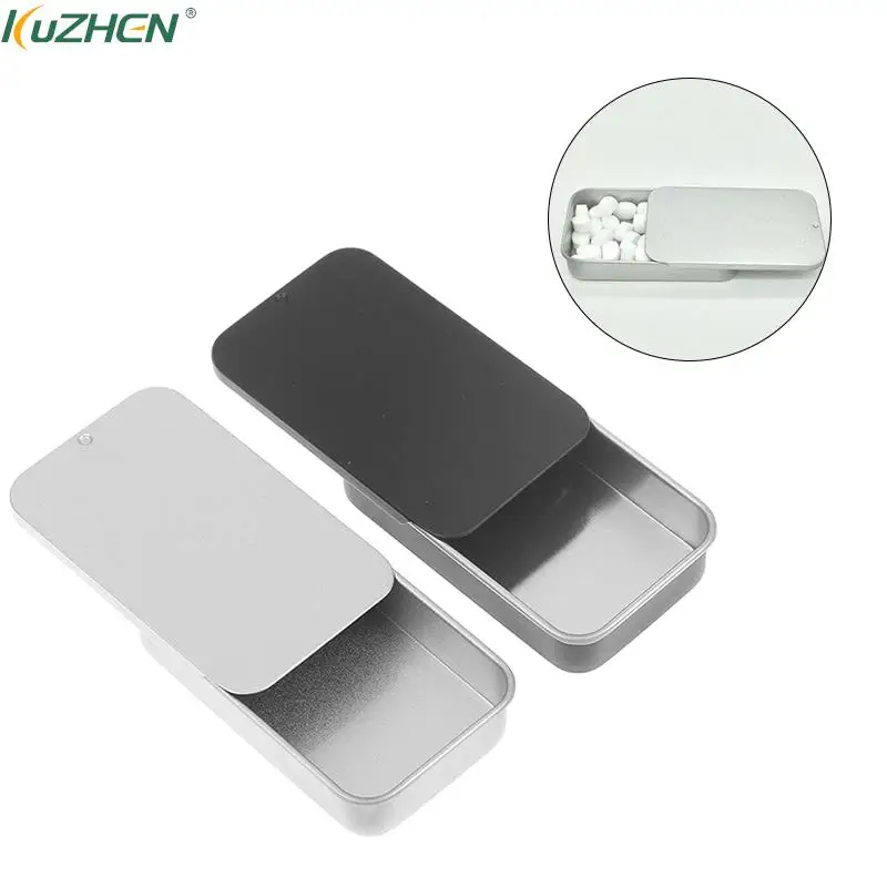 1Pcs Mini Iron Box Slide Cover Storage Box Wedding Jewelry Pill Cases Portable Tin Boxes Pill Container Cosmetic Home Organizer