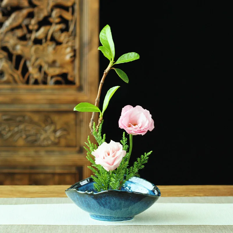 New Chinese style flower arranging vessels, hydroponic Japanese style home decoration, ceramic flower pots, flower arrangement