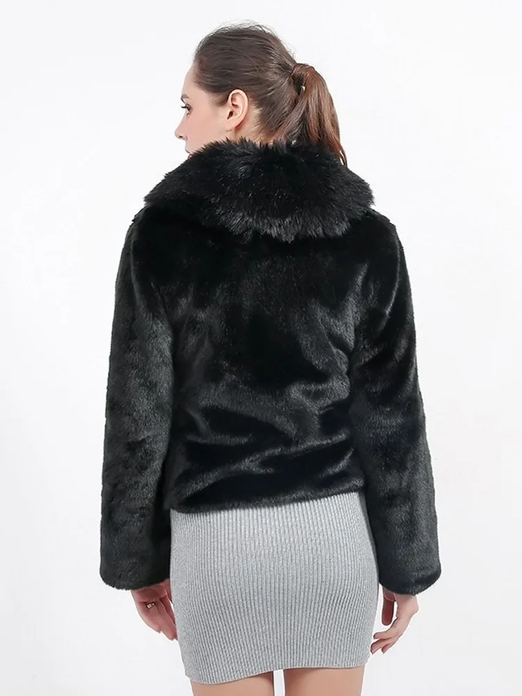 جديد أزياء المرأة تقليد معطف الفرو عارضة الراحة قصيرة تقليد الثعلب الفراء طوق تقليد ريكس الأرنب معطف الفرو