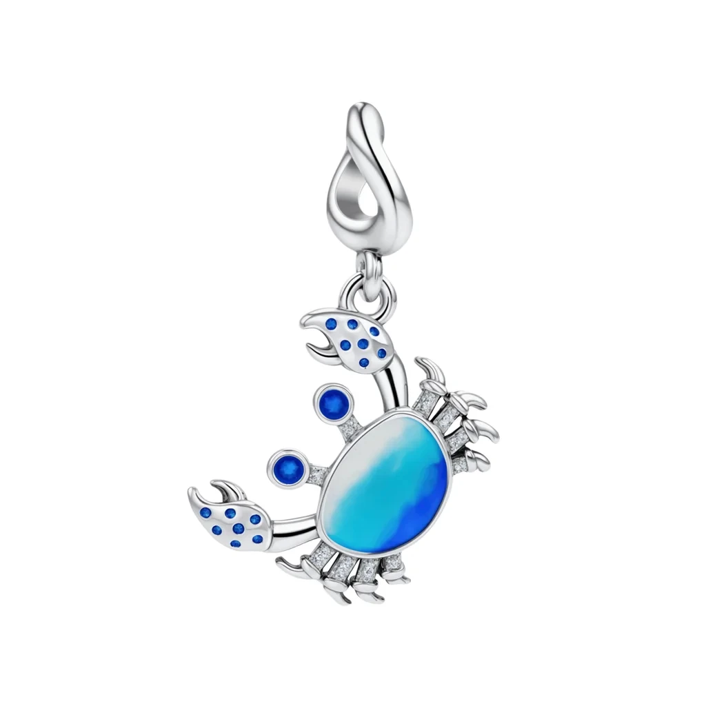 Neuer Charm aus 925 Silber mit Blauem Ozean-Lebensmotiv, Passend für Original-Armbänder, DIY-Anhänger, Luxus-Schmuckgeschenk, Topseller – Detail 1
