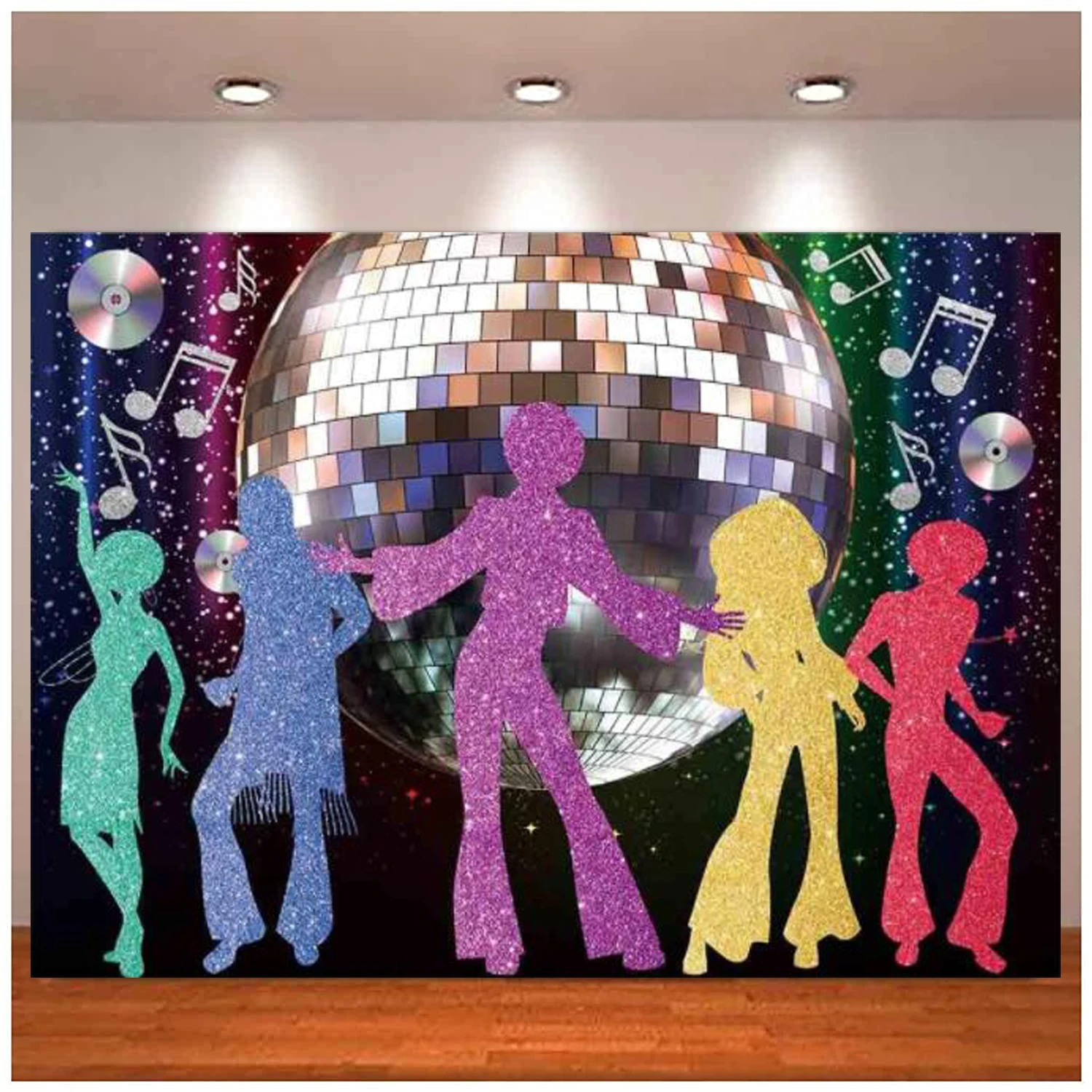 Disco Ball Photography Backdrop Neon Back To 70s 80s 90s Let's Crazy Glow In The Dark Dance Prom Birthday Party Music Background