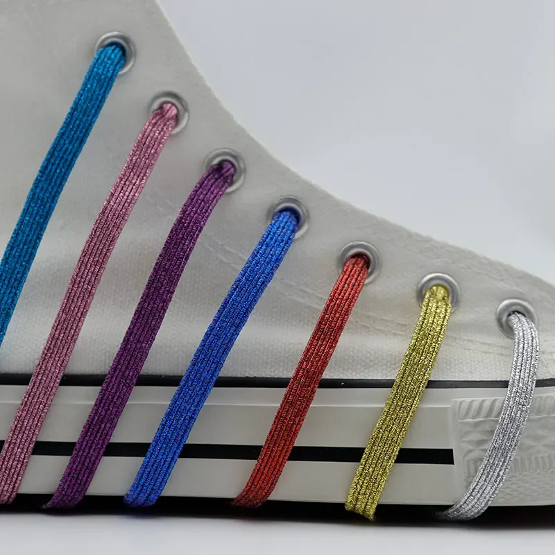 2023 New Sneaker Shoe Laces Elastic Shiny Bling Shoe String Stretching Eye Catching Laces Rubber Shoelace Shoestrings 8 Colors