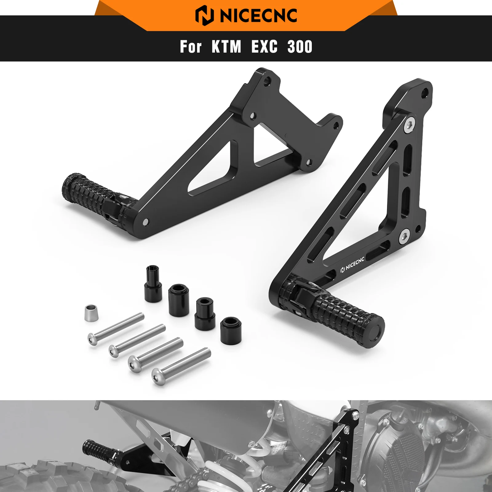 

NICECNC Passenger Foot Peg Footrest Bracket Set For KTM 300 EXC 350 EXCF 500 XCW XCF-W 2024-2025 125 SX 450 SXF 300 XC 2023-2025