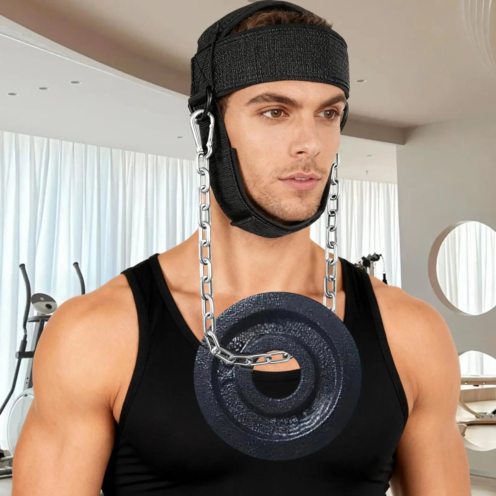 حزام الرأس الرياضي لتدريب الرقبة، حزام منشئ العضلات، جهاز تقوية الرقبة في صالة الألعاب الرياضية المنزلية، أداة مساعدة قابلة للتعديل #2