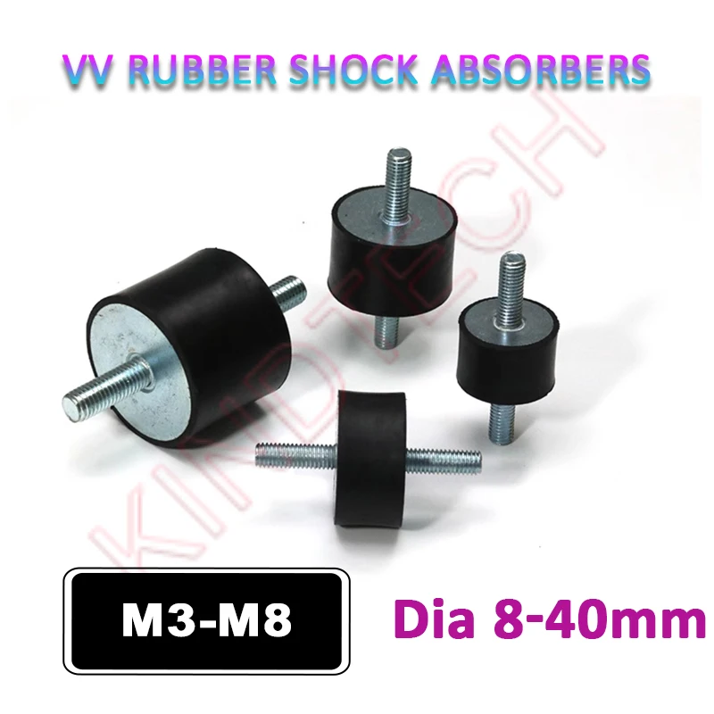 1/2/4/6/10Pcs M3 M4 M5 M6 M8  Male-Male Thread Shock Absorbers Dia 8-40mm VV-Type Rubber Mount Anti Vibration Silent Block