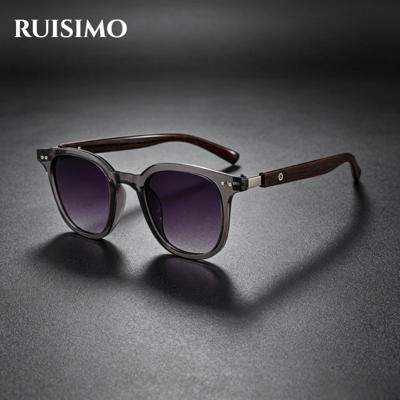 Vintage Trend Eckige Holzmaserung-Brillenfassung Sonnenbrille für Damen und Herren Retro Mode Marken-Sonnenbrille für Autofahren und Pendeln