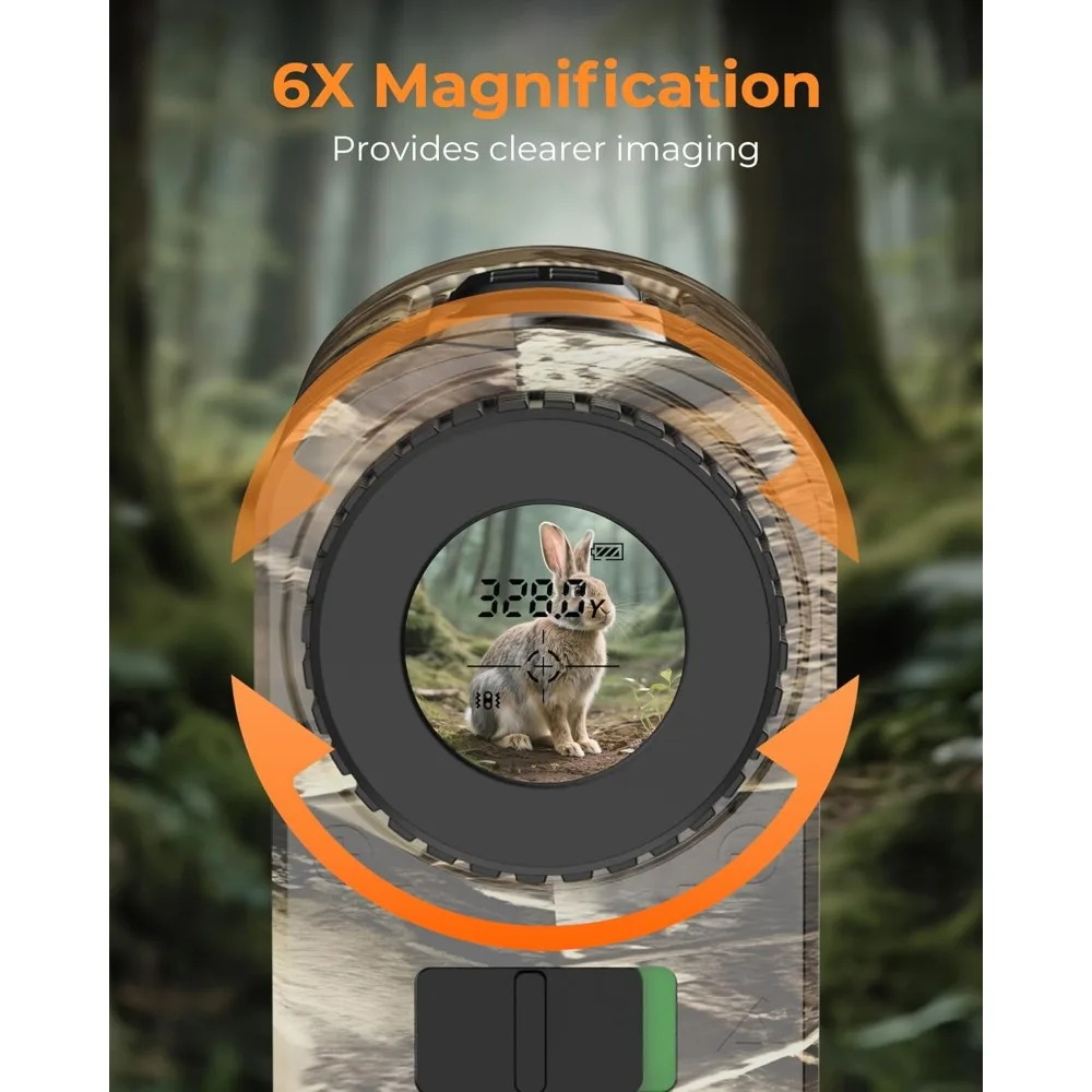 قابلة للشحن الصيد الليزر Rangefinder 3280 ياردة 6X التكبير مع المنحدر المسافة زاوية سرعة المسح مقاوم للماء كامو #4