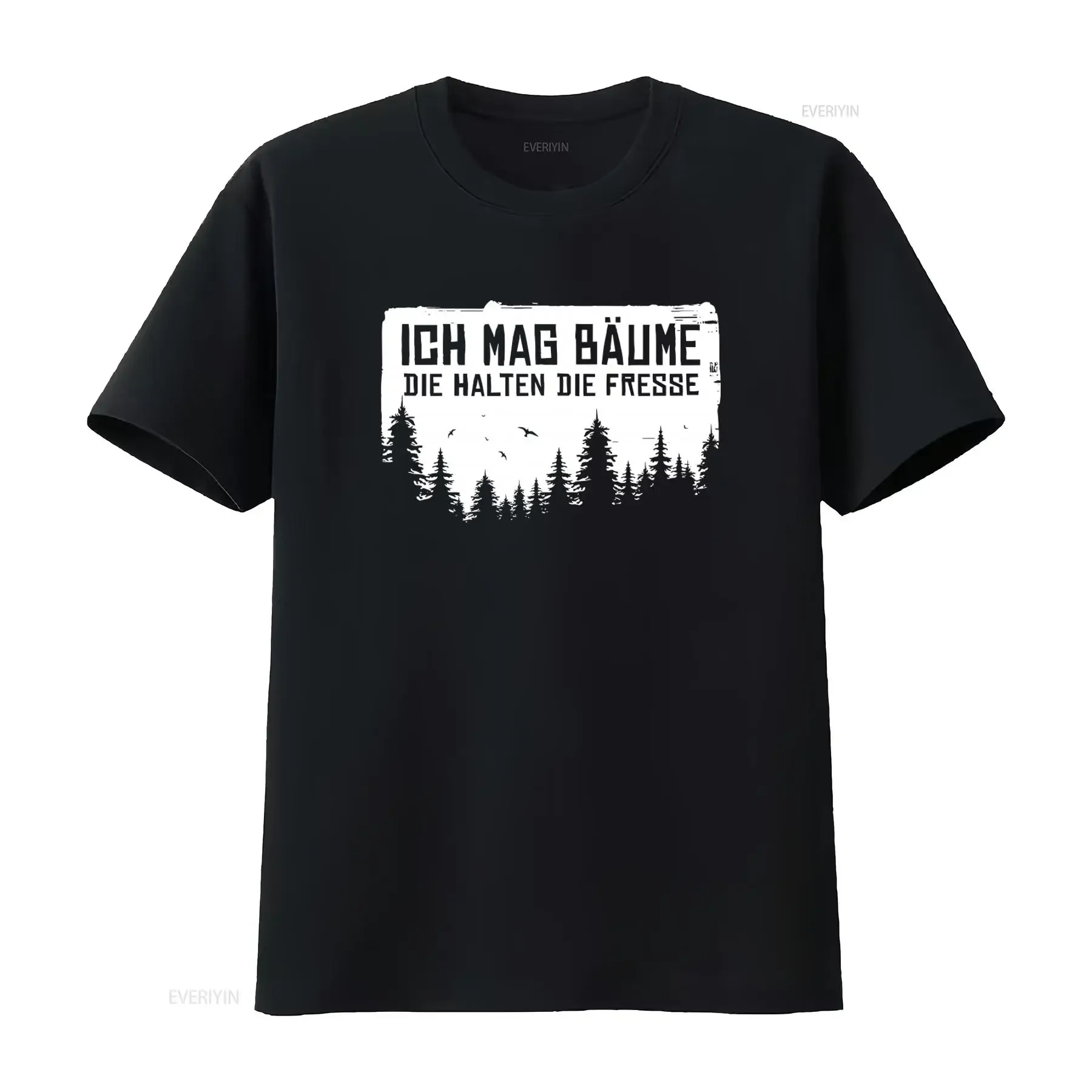 Camiseta divertida para hombre ICH MAG BAUME Die Halten Fresse Forest, estilo vintage lavado, ropa de calle elegante, ropa de diseñador suave
