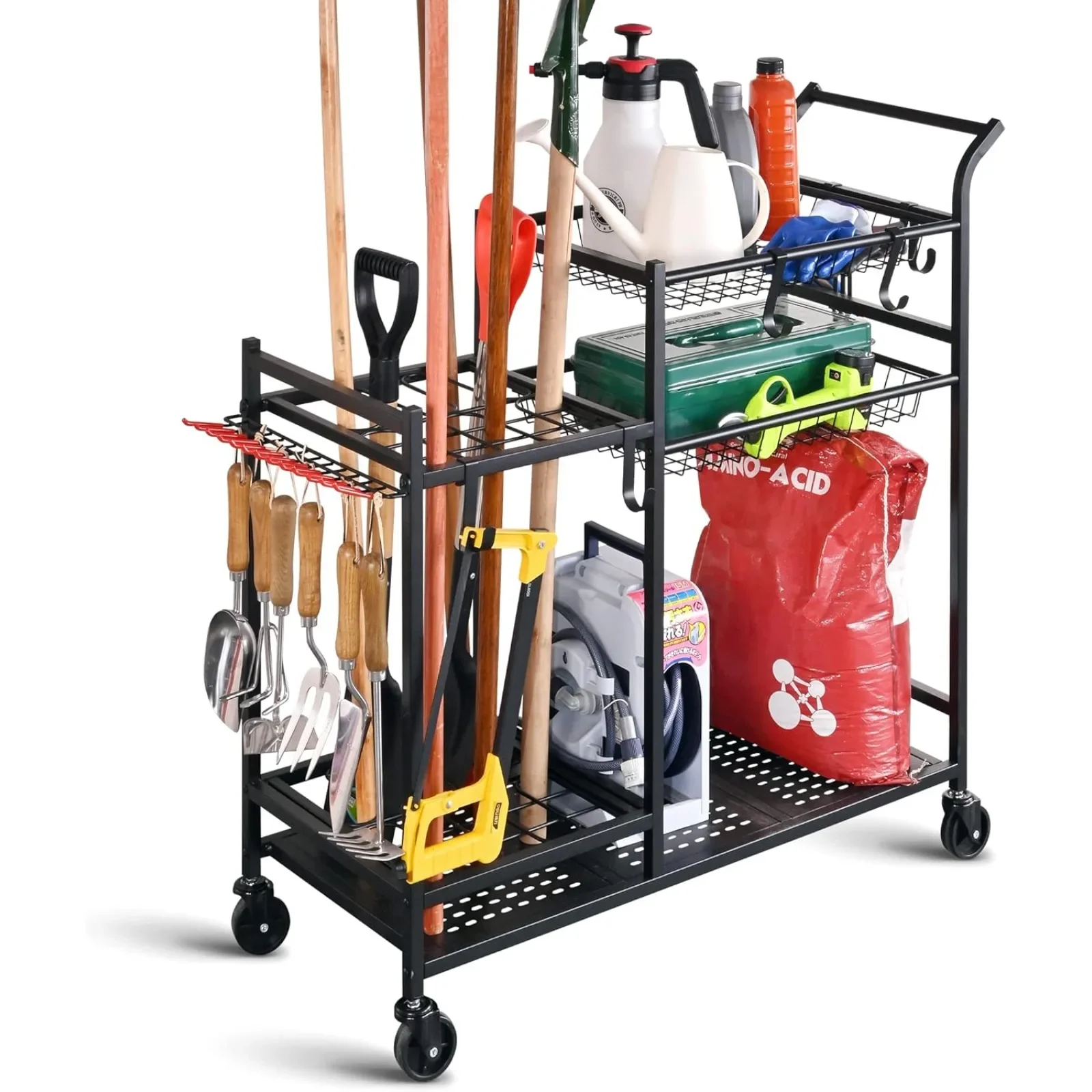 

US Garden Tool Organizer with Wheels, Garden Tool Rack,