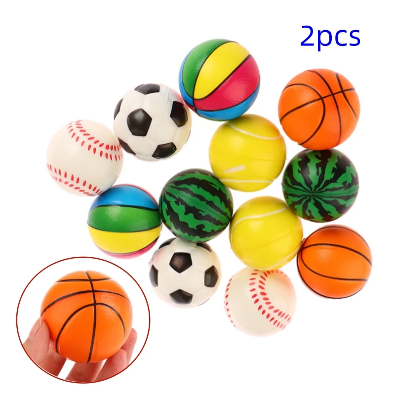 2pcs 6cm Football Basketball Baseball Tennis Training Bouncy Wrist Band Rubber Ball Elastic String Rebound Finger Exercise Sport