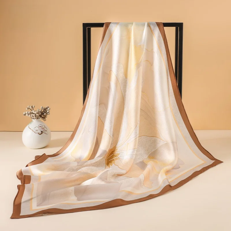 本物のシルクスカーフ-レディース-マルベリーシルク-タッサーシルク-4匁-プレーンシルクスカーフ-pt26k662-春の装飾植物花柄