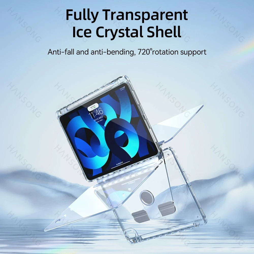 For iPad Case For iPad 10.2 7/8/9th Case iPad 10th Pro 12.9 4/5/6th Pro 11 2nd 3rd 4th Air 4/5 10.5 9.7 mini 6 Transparent Cover